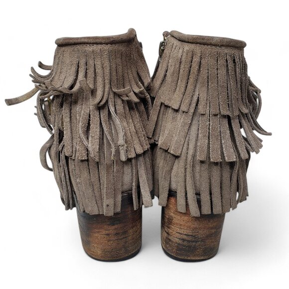 Freebird Belle Ankle Booties Women's Distressed Suede Tier Fringe Western Boho 6 - Picture 6 of 15